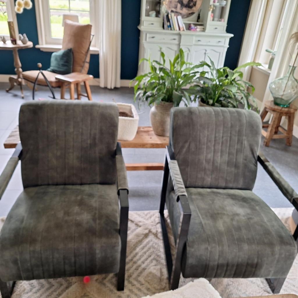 Set van 2 comfortabele fauteuils - Groen, Ophalen, Gebruikt, Twee, Overige kleuren