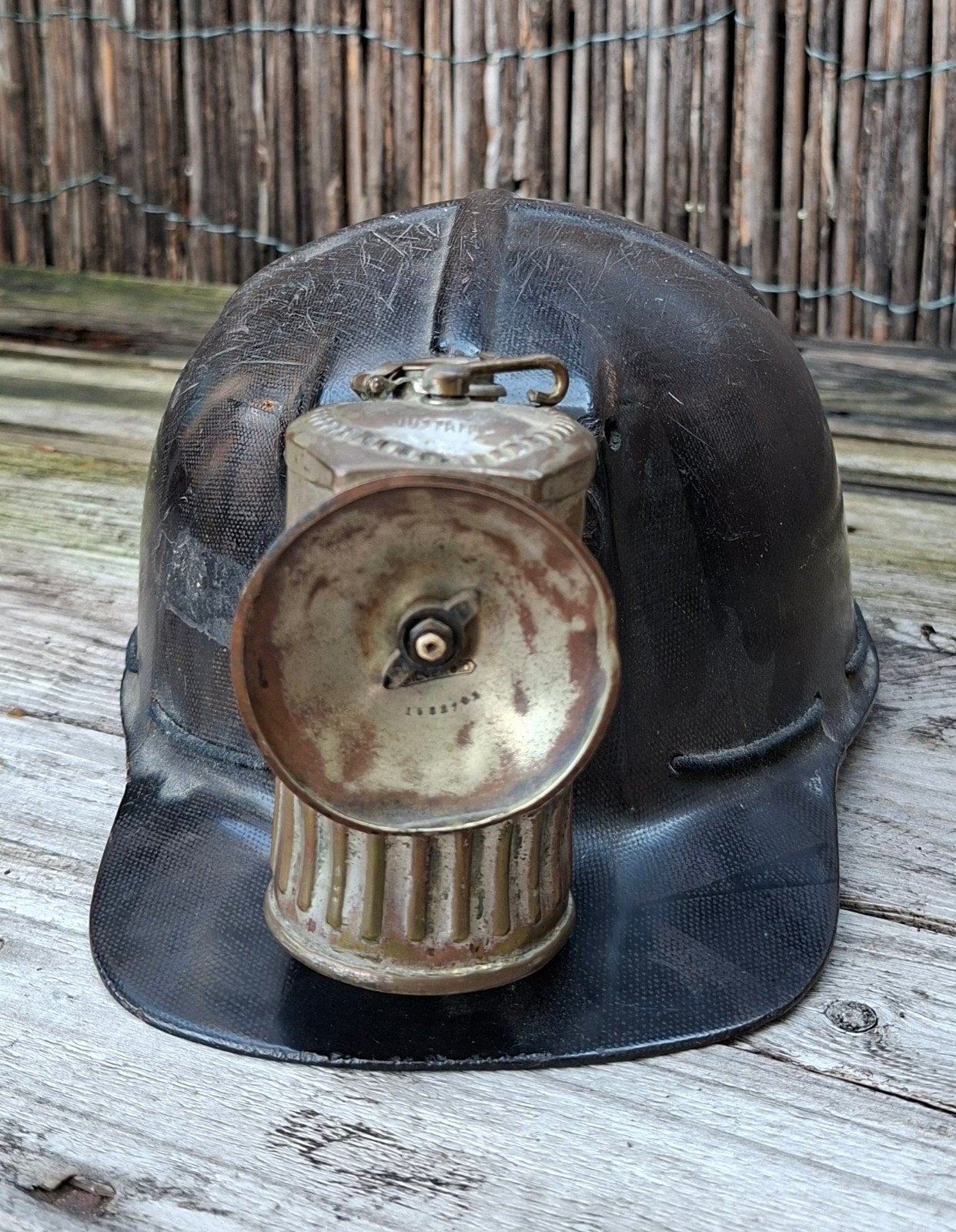 Vintage Mijnbouwhelm met Carbidlamp - MSA Comfo-Cap, Ophalen of Verzenden