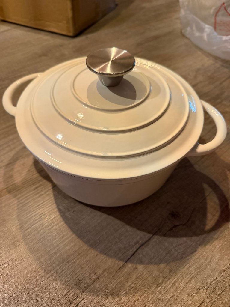 Nieuwe Gietijzeren Braadpan Wit - 22x10 cm, 2.7L, Huis en Inrichting, Eu, Eu, Met handvatten, Nieuw