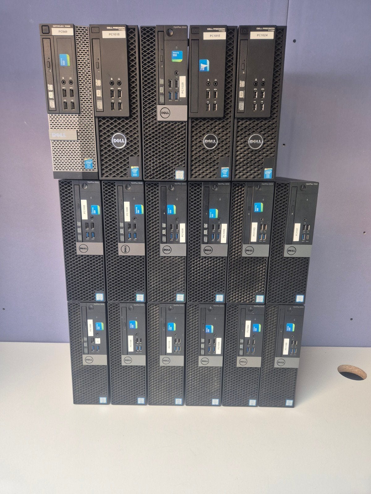 Diverse Dell OptiPlex & Precision Desktopsk, Gebruikt, Intel Core i3, i5, Xeon E3, 8 GB, 250GB - 512GB SSD
