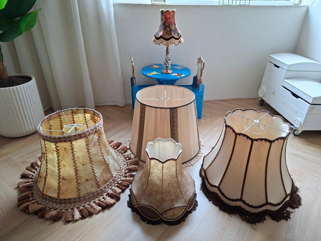 5 puntgave retro vintage lampenkappen varkensblaas, Ophalen, Bruin, 25 tot 50 cm, Zo goed als nieuw