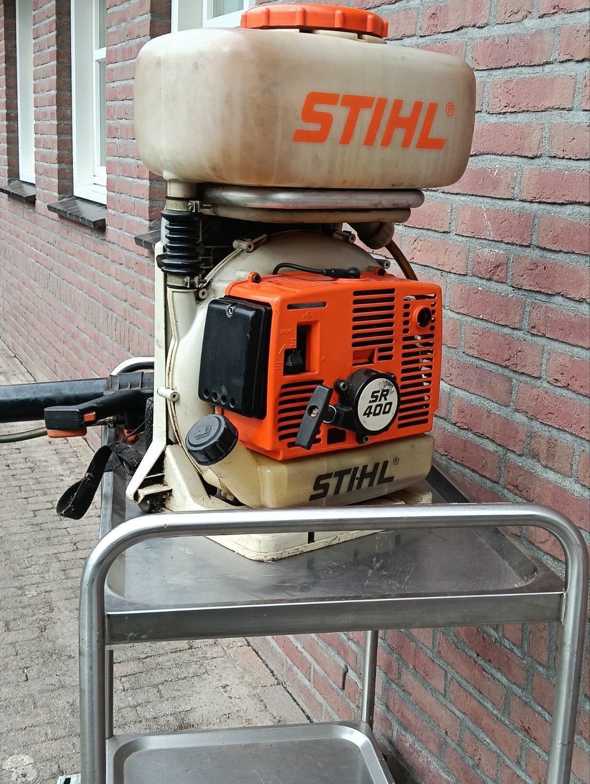 Stihl bladblazer , rugvernevelaar, Tuin en Terras, Ophalen, Gebruikt, Benzine