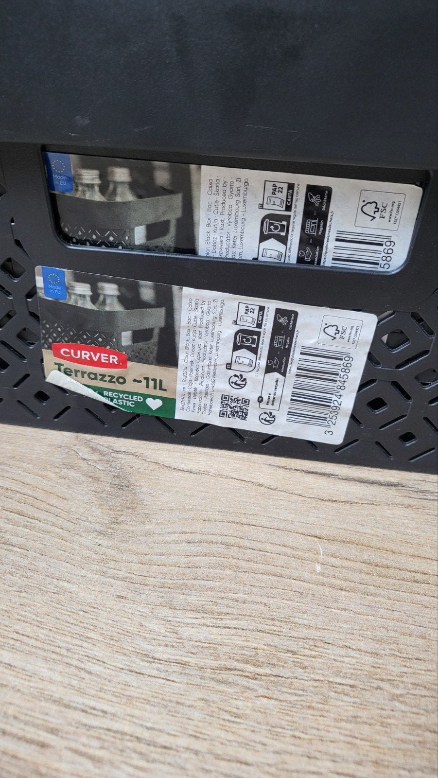 Partij van 13 Curver Terrazzo opbergmanden, gebruikt, Gebruikt, Ophalen of Verzenden, X, Minder dan 50 cm