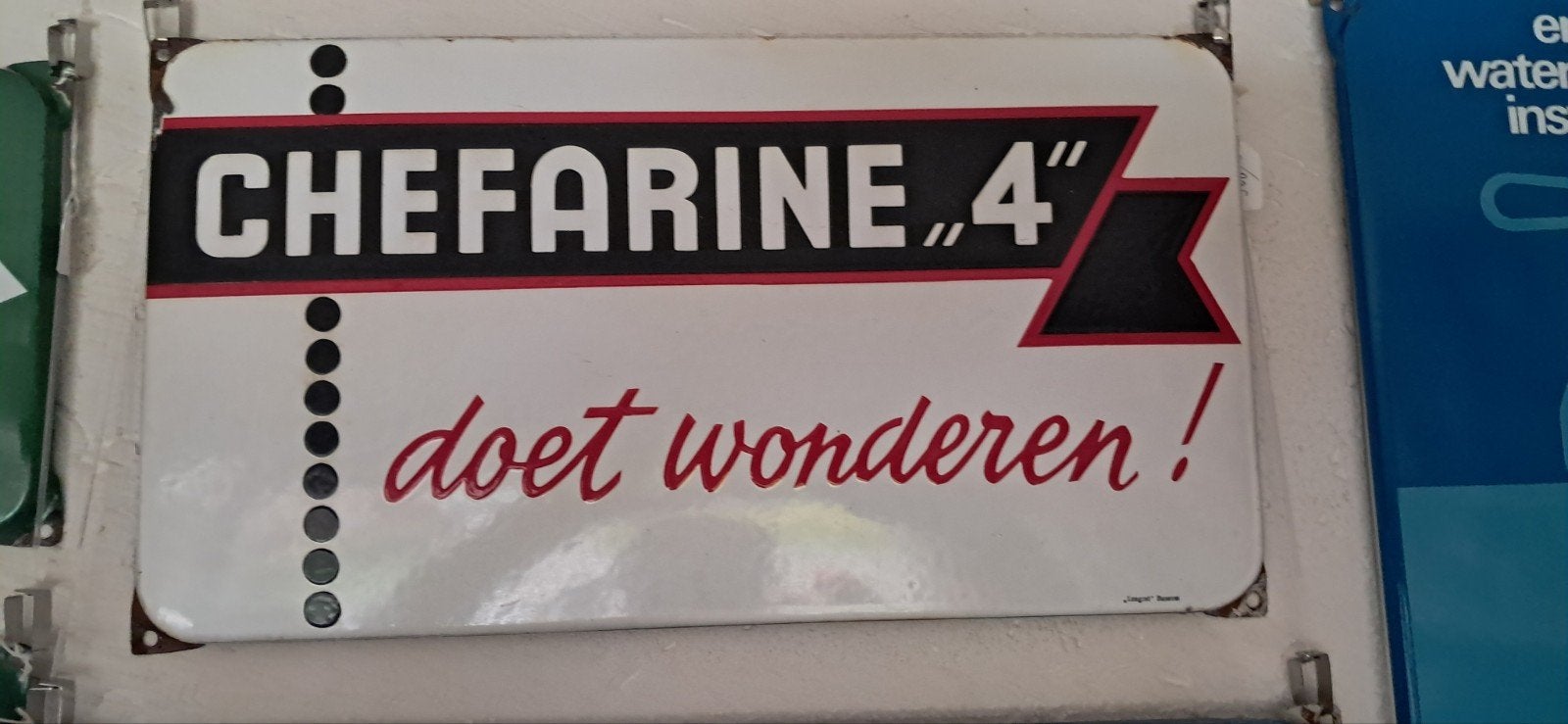 emaille bord  chefarine, Verzamelen, Ophalen of Verzenden, Gebruikt, Reclamebord