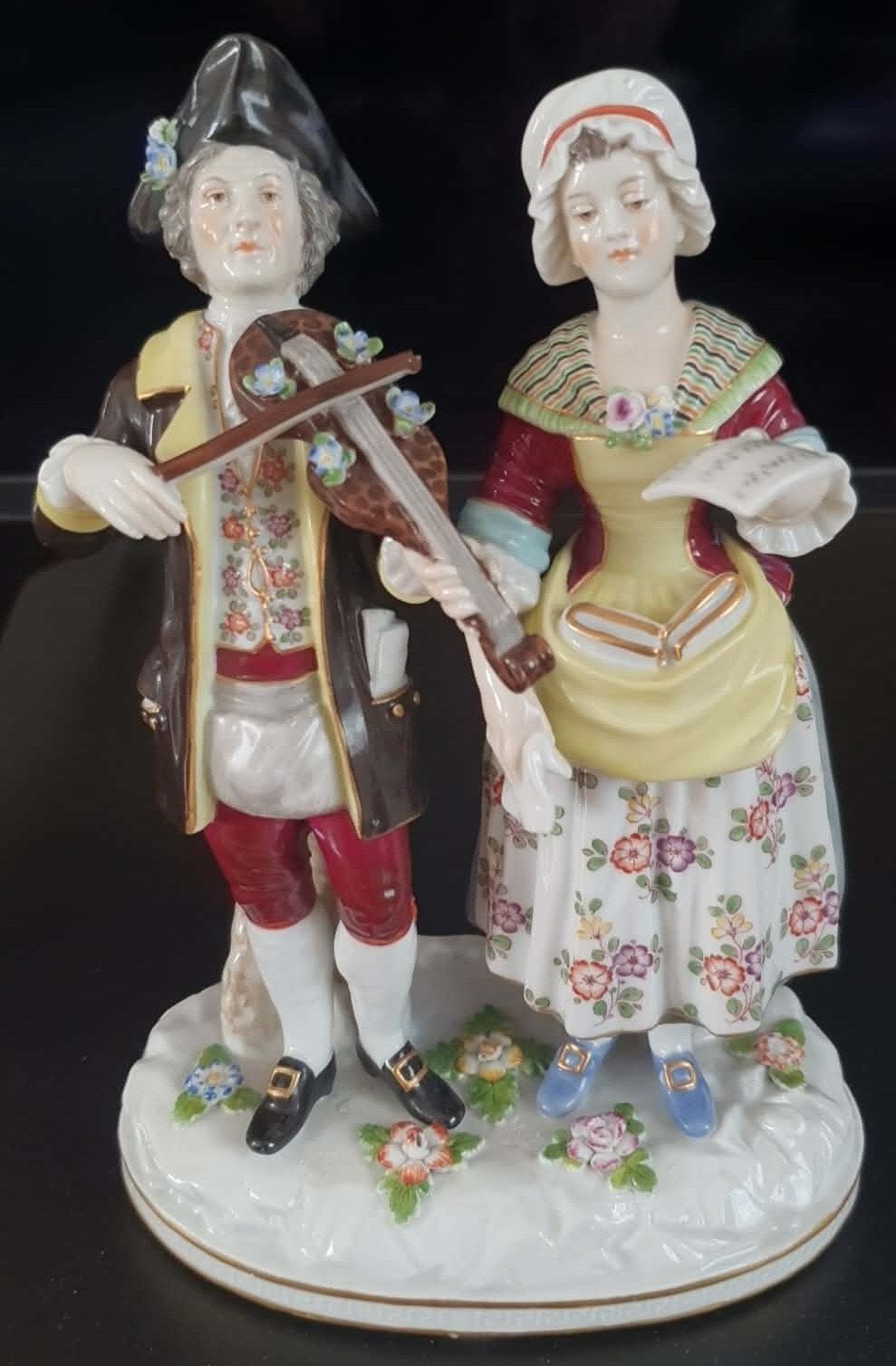 Zeldzame Ludvwgsburg Antieke Handgedecoreerde beeld., Ophalen of Verzenden