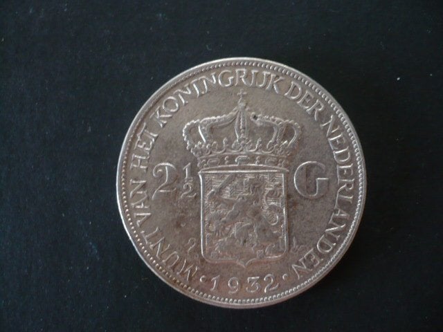 1x 2-1/2 gulden (rijksdaalder) nederland  1932, Postzegels en Munten, Munten | Nederland, Zilver, Ophalen of Verzenden, Koningin Wilhelmina