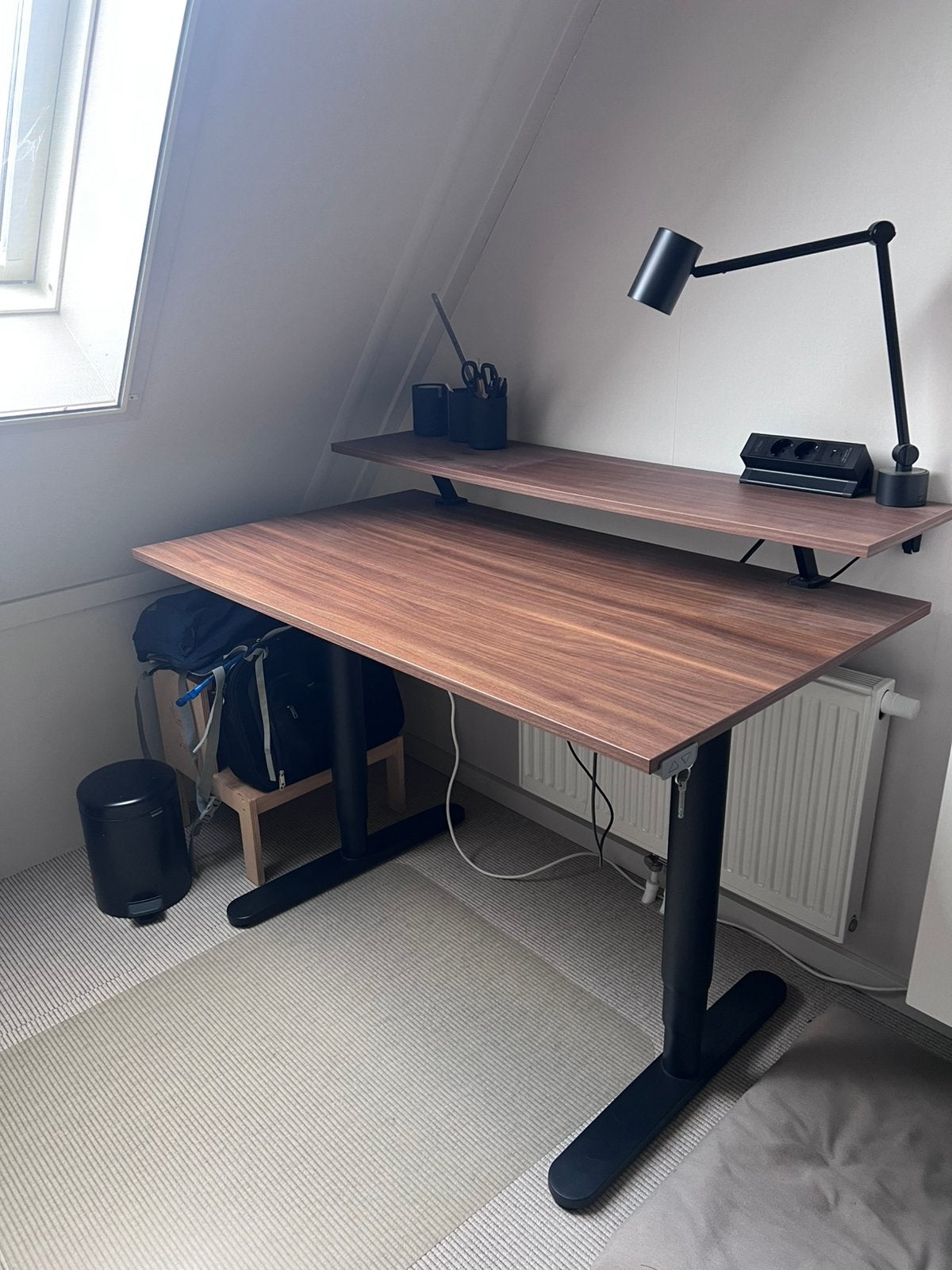 Zit/sta bureau walnoot | 120x80cm, Gebruikt, 120 cm, Metaal, Overige merken