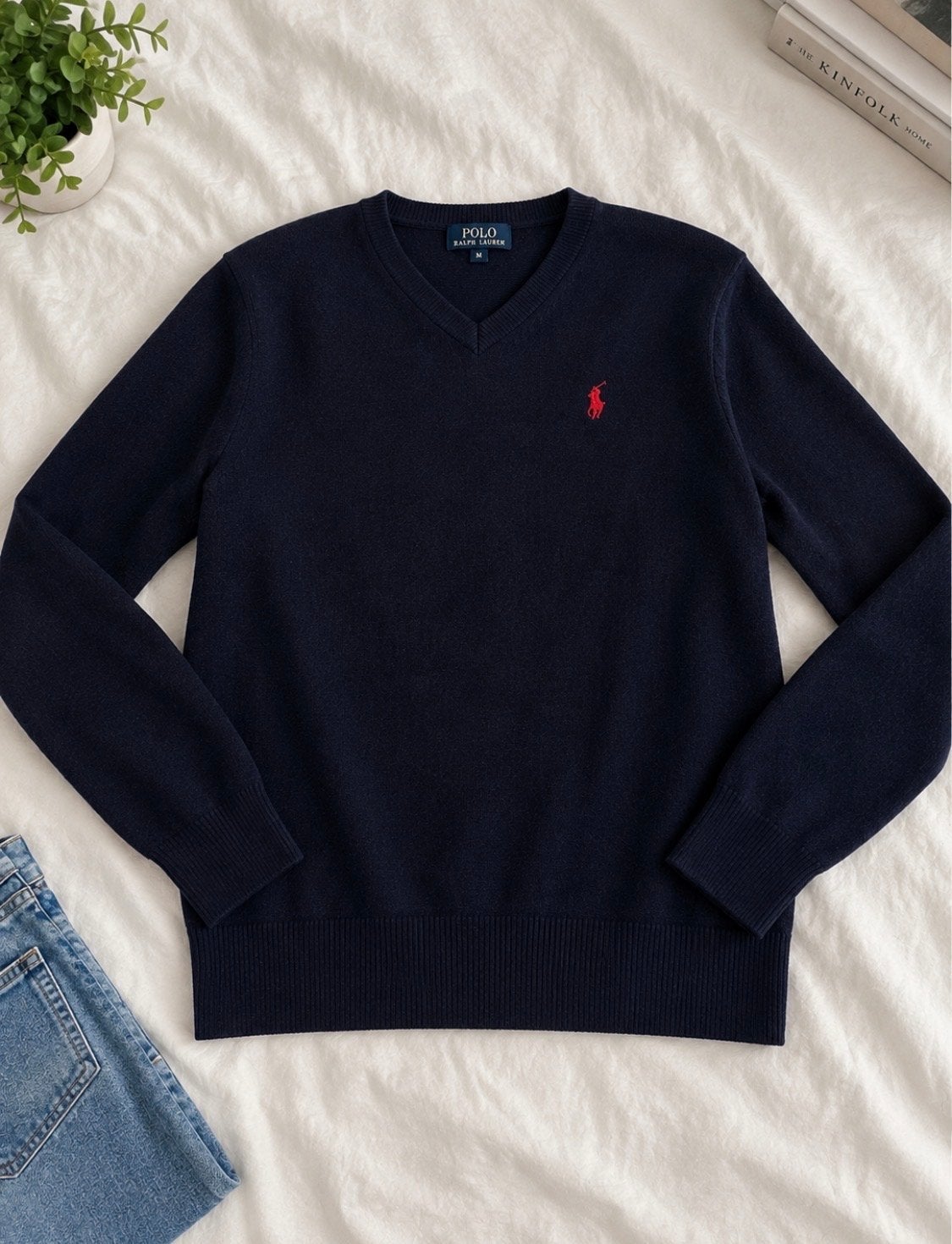 Polo Ralph Lauren V-hals trui marineblauw maat L (14-16), Ophalen of Verzenden, Nieuw, Maat 52/54 (L), Blauw
