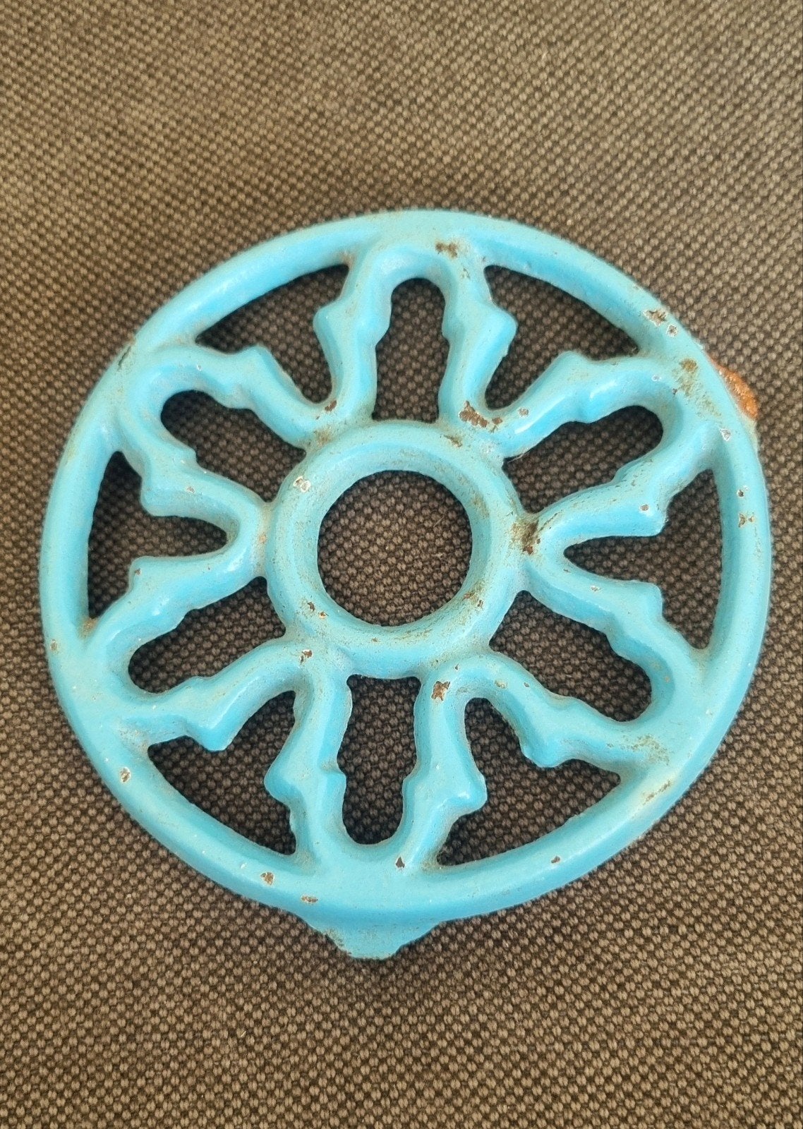 Gietijzeren onderzetter. Brocante. Blauw, Ophalen of Verzenden