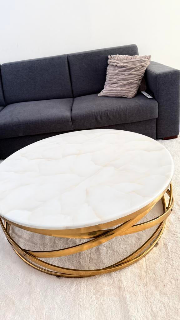 Marmere salon tafel, Ophalen, Overige materialen, 100 tot 150 cm, Rond