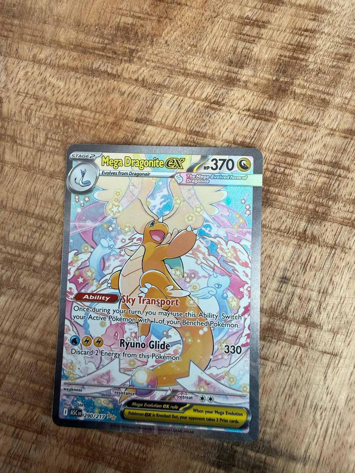 Mega Dragonite EX Pokémon kaart 290/217, Ophalen of Verzenden, Zo goed als nieuw, Losse kaart