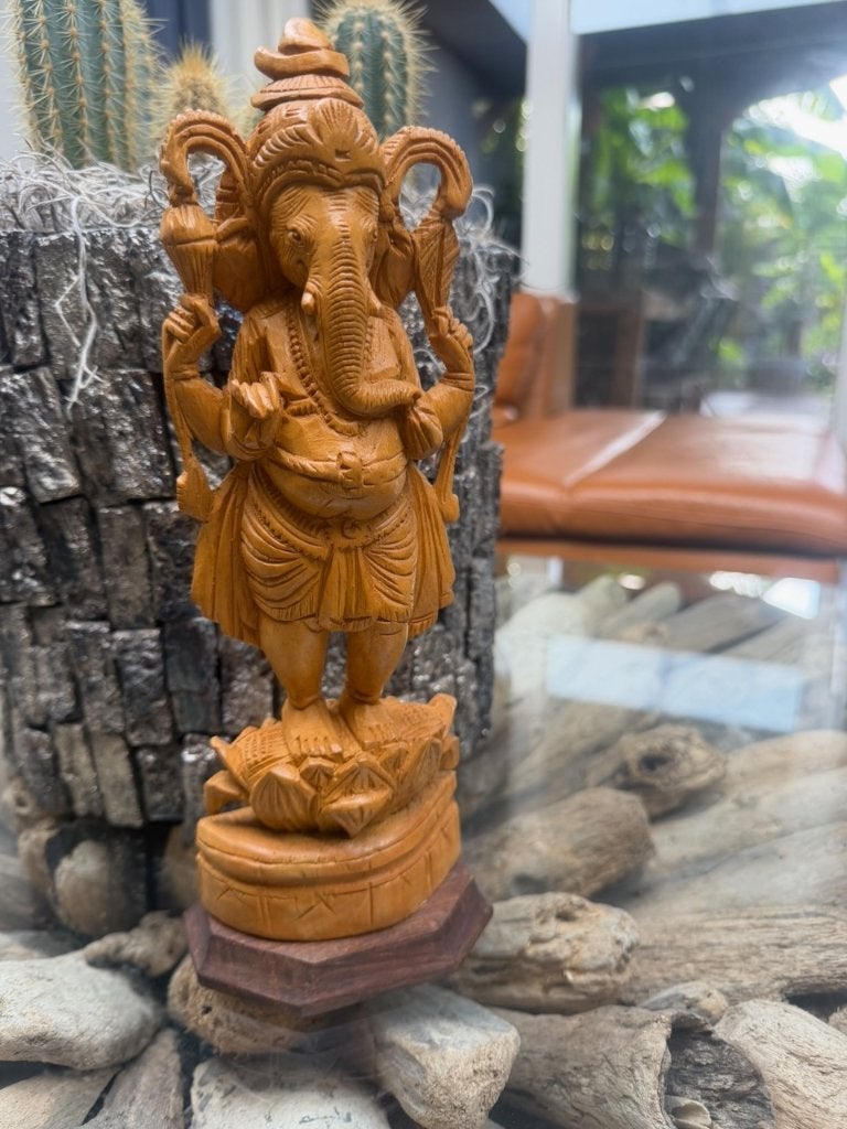 Handgesneden Houten Ganesha Beeld (27 cm) – India, Verburgt Vintage, Gebruikt, 27 cm, Ophalen of Verzenden