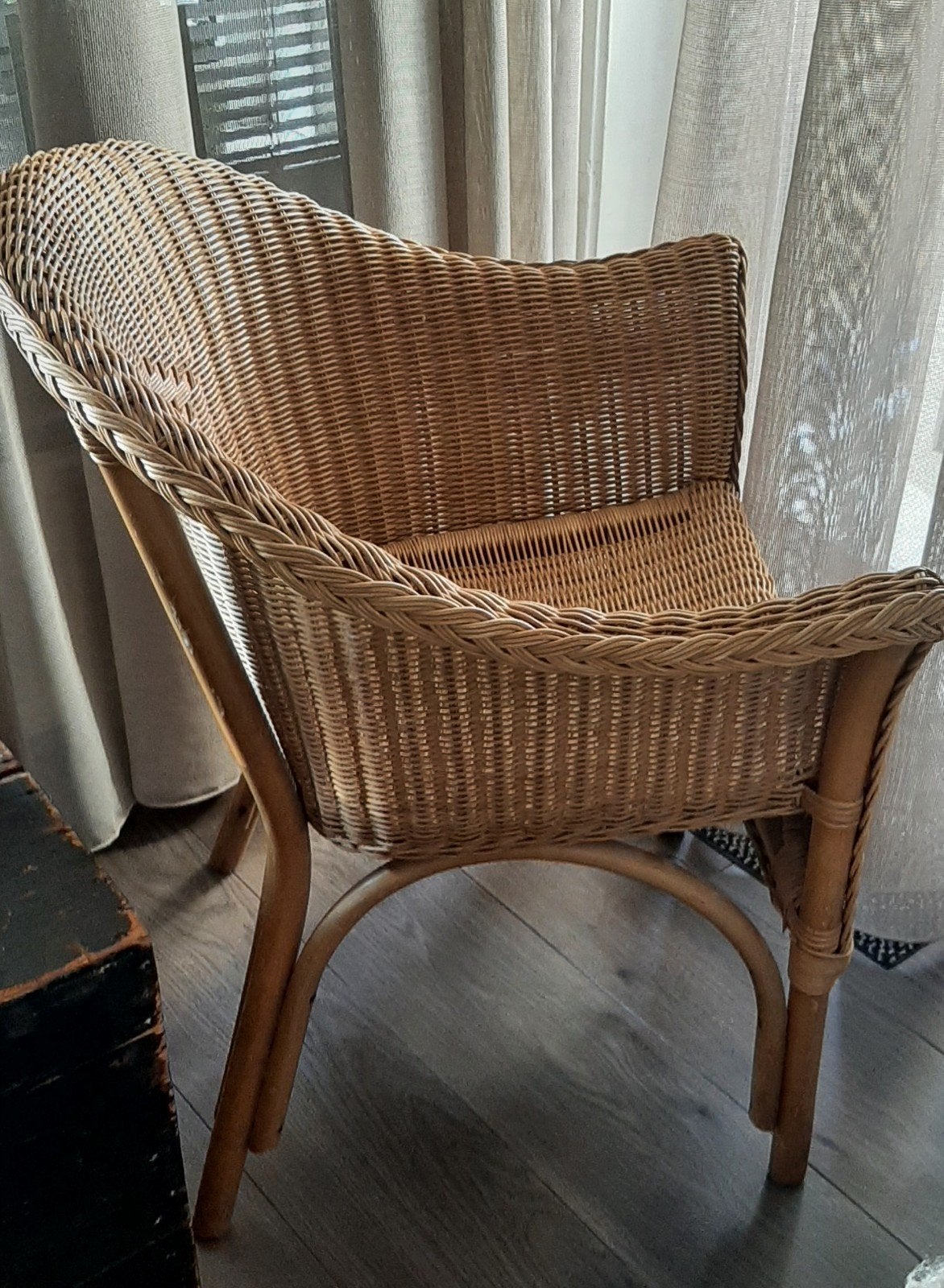 Mooie bohemian rotan stoel, Huis en Inrichting, Stoelen, Ophalen, Gebruikt, Bruin, Riet of Rotan
