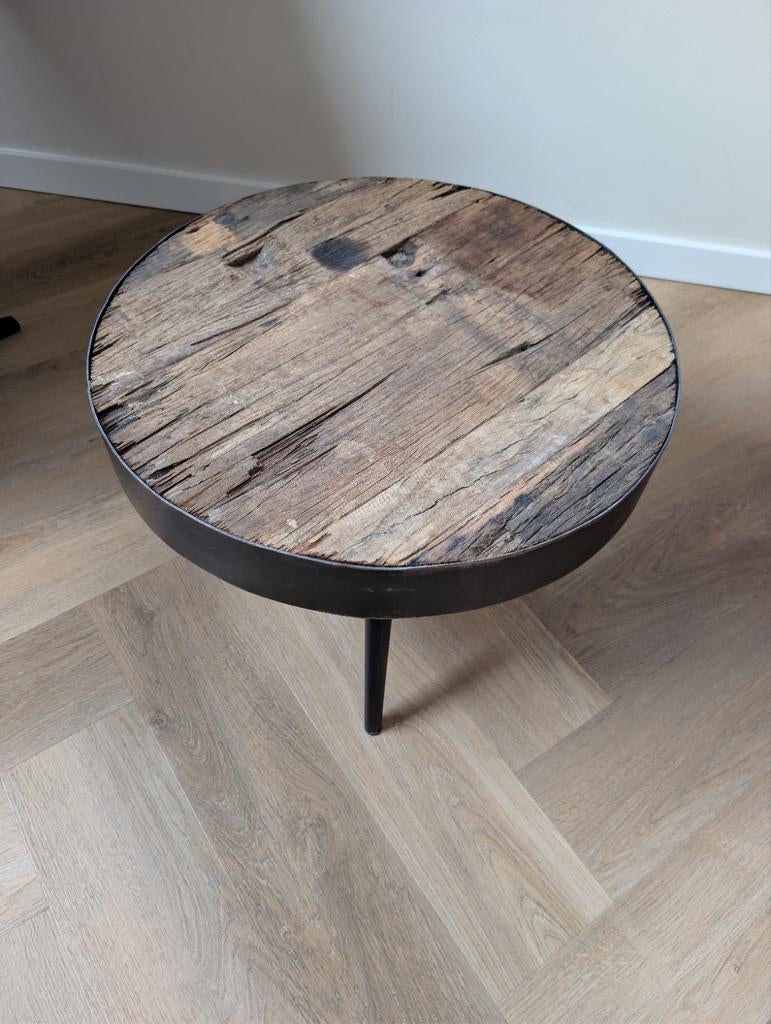 Bijzettafeltje industrieel (hout), Ophalen, Minder dan 50 cm, 50 tot 100 cm, Rond