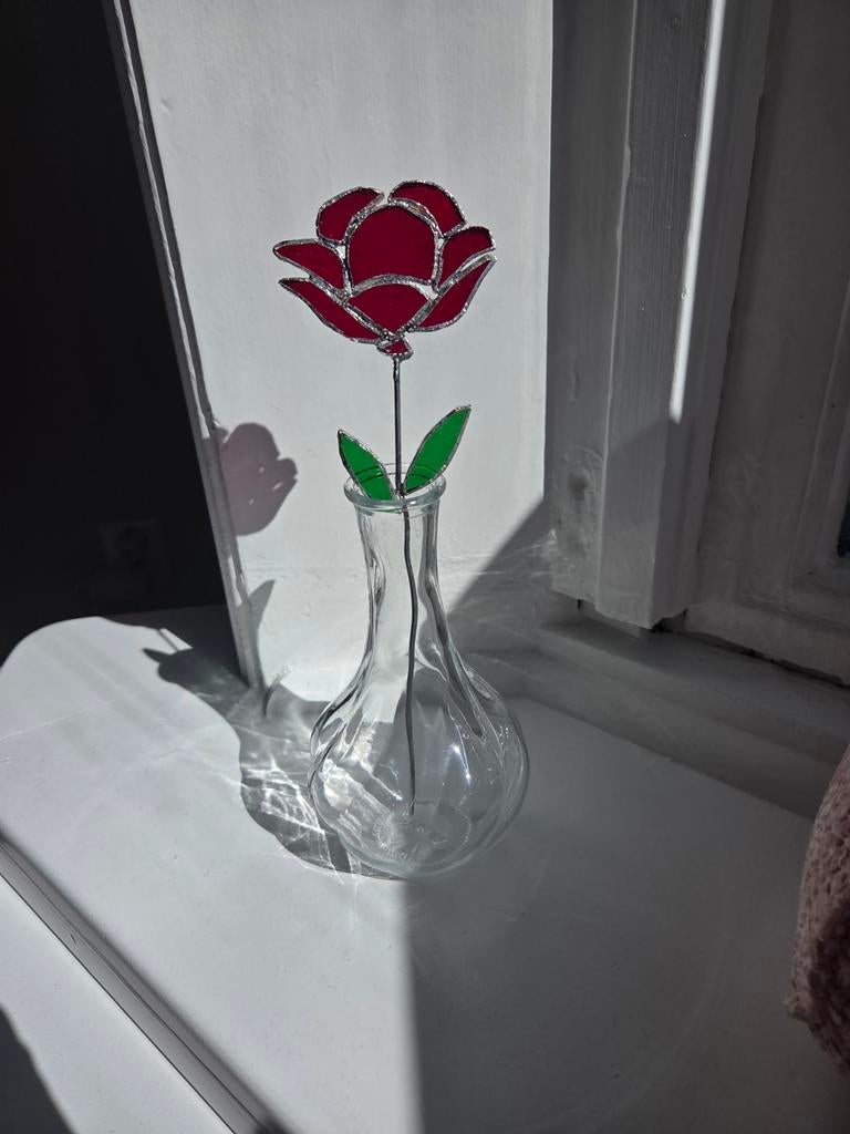 Prachtige handgemaakte glas in lood bloem, Overige kleuren, Nieuw, Ophalen of Verzenden, Glas