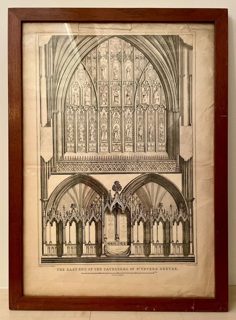 Ets van Cathedral of St. Peter in Exeter, Antiek en Kunst, Ophalen