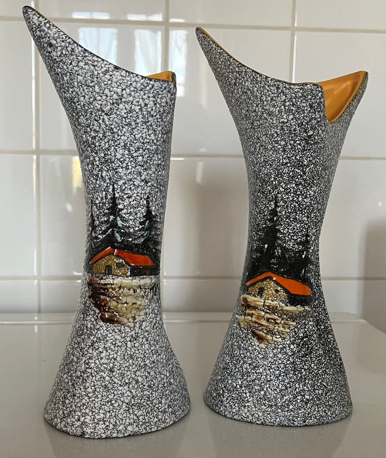 2 vintage fat lava vazen. 50/60er jaren., Ophalen