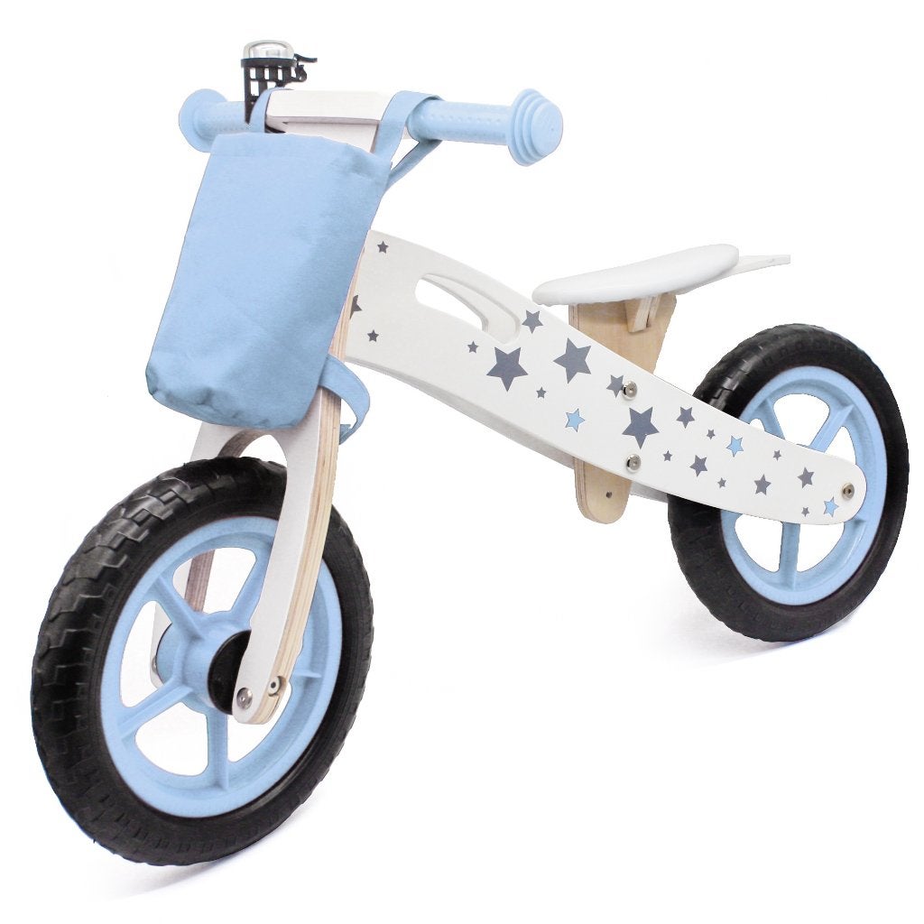 Houten loopfiets Blauw - Nieuw in doos - Incl. Bel en Tas, Ophalen, Nieuw, Loopfiets
