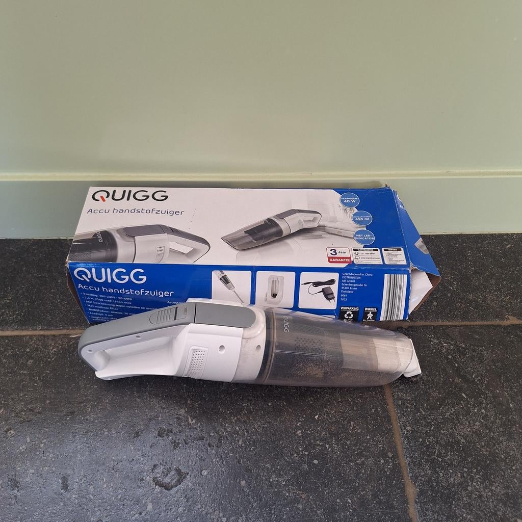 Quigg Accu Handstofzuiger, Witgoed en Apparatuur, Stofzuigers, Gebruikt, Kruimeldief, Ophalen of Verzenden, Minder dan 1200 watt