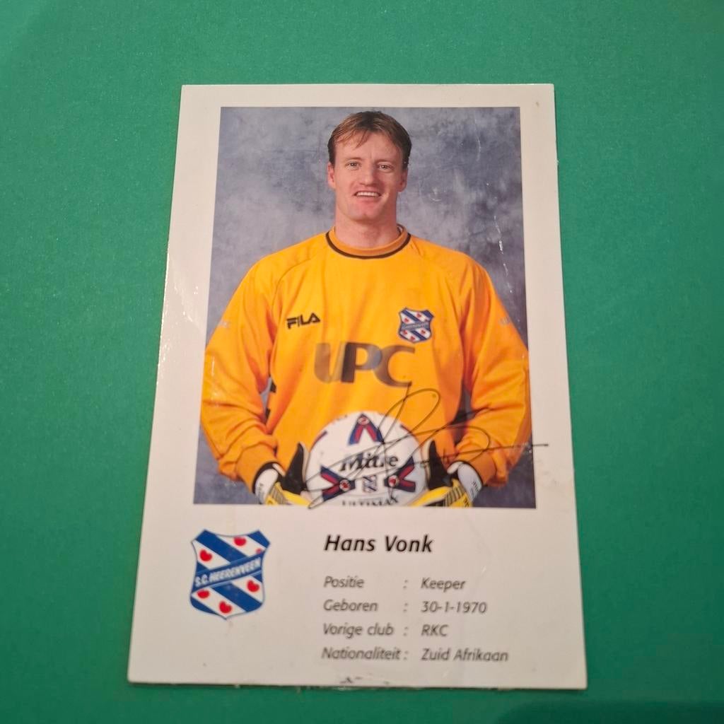 Hans Vonk Spelerskaart SC Heerenveen Keeper RKC, Verzamelen, Sportartikelen en Voetbal, Ophalen of Verzenden