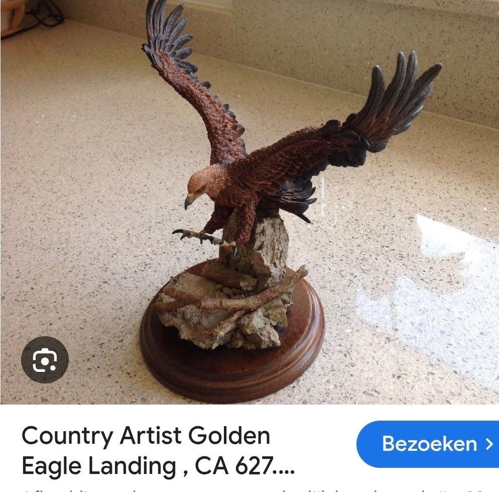 Gezocht: Country Artist Golden Eagle Landing sculptuur, Ophalen of Verzenden, 20 - 50 cm, Op sokkel, Beeld