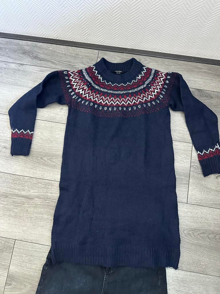 Esmara gebreide jurk met Noorse print, maat M, Ophalen of Verzenden, Nieuw, Maat 38/40 (M), Blauw