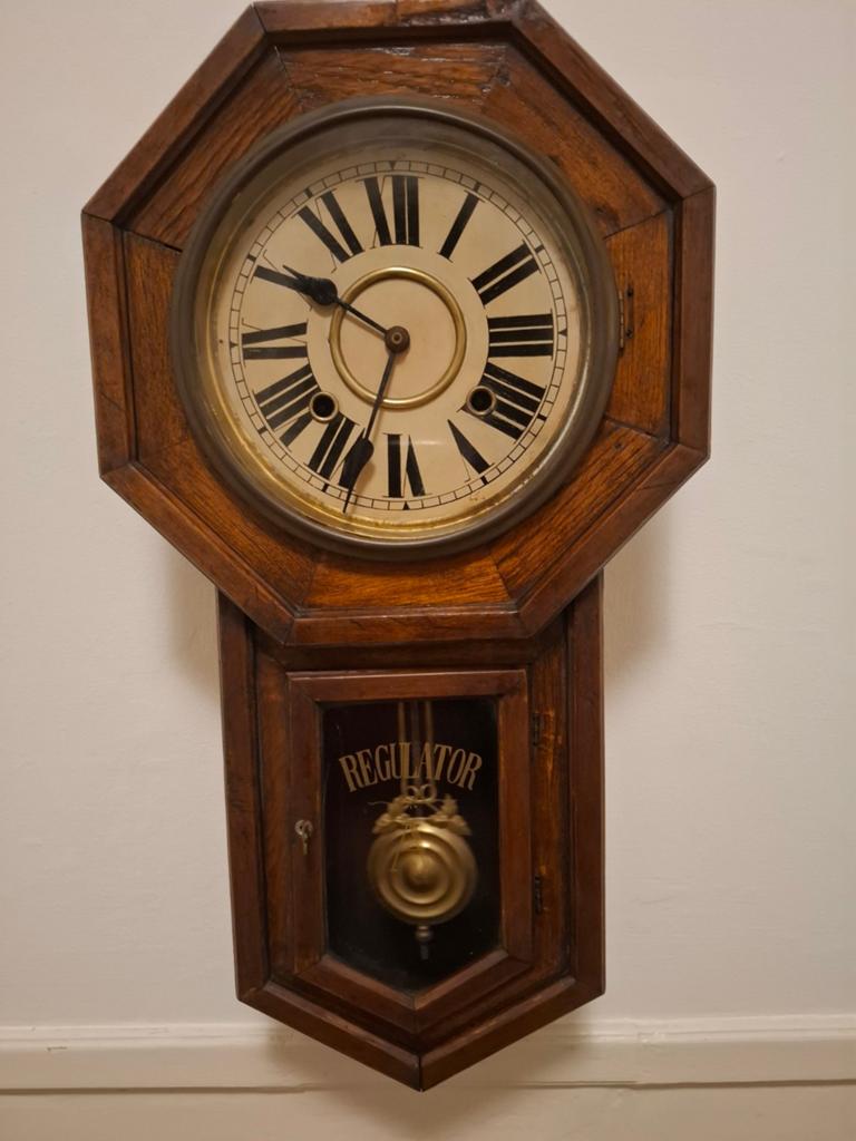 Antieke Engelse Pubklok Regulator - Vintage Wandklok, Ophalen of Verzenden