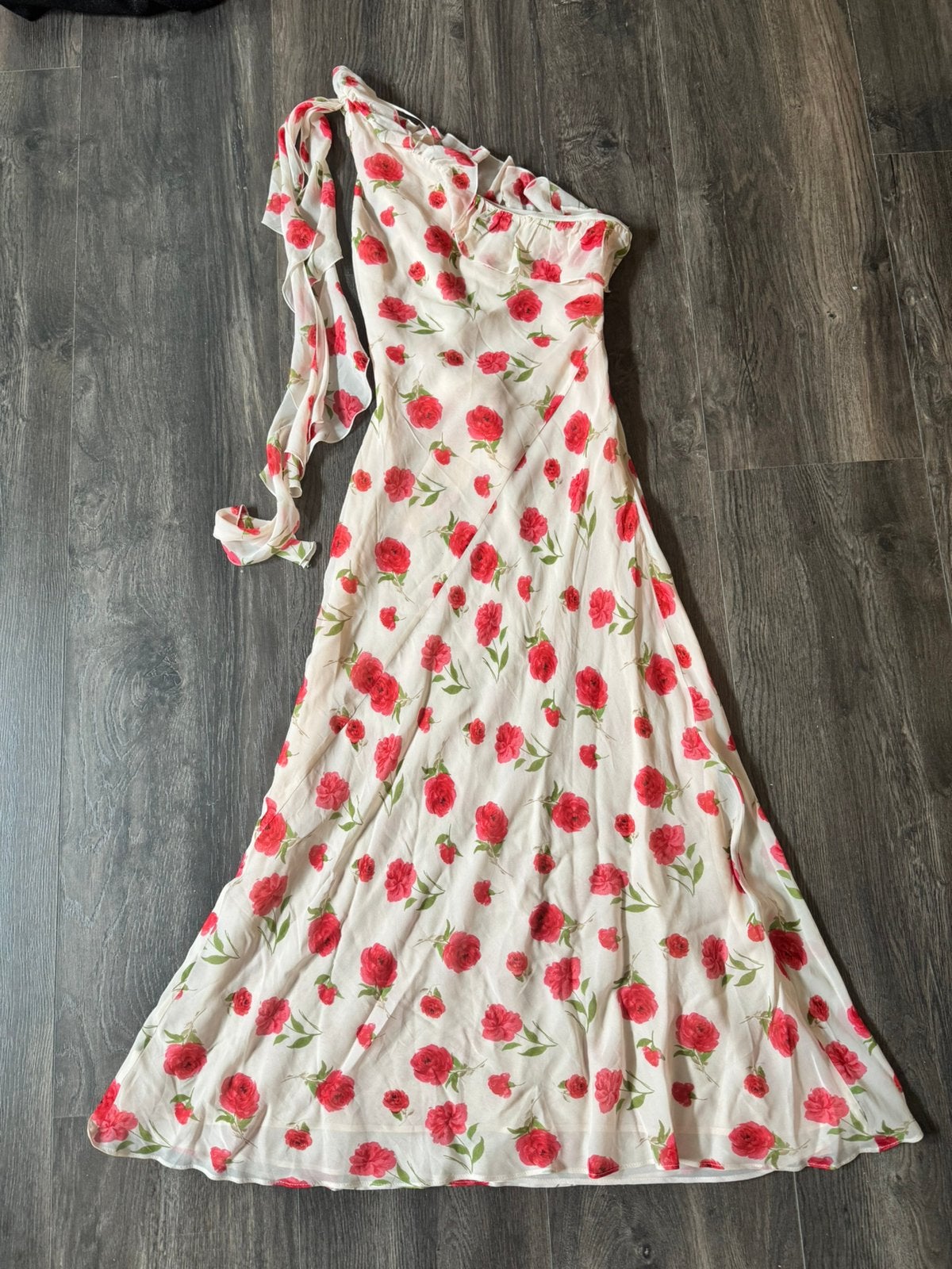 Mango Jurk met Bloemenprint - One Shoulder, Wit, Nieuw, Ophalen of Verzenden, Maat 34 (XS) of kleiner