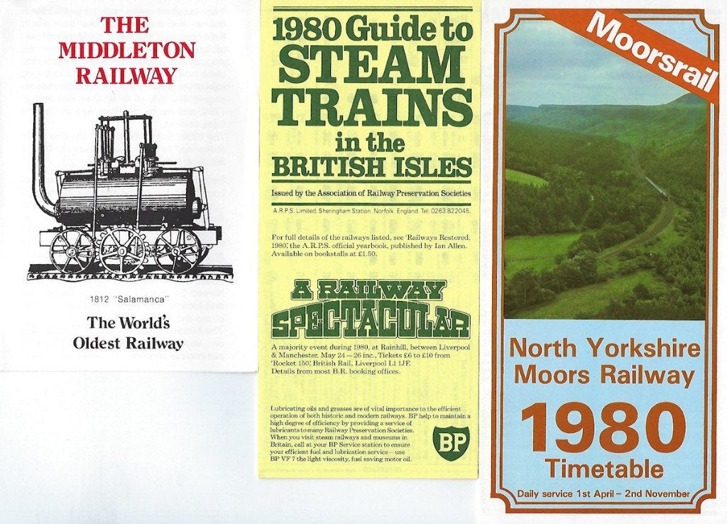 3 stoomtreinfolders 1980, Verzamelen, Spoorwegen en Tramwegen, Ophalen, Zo goed als nieuw, Trein, Overige typen
