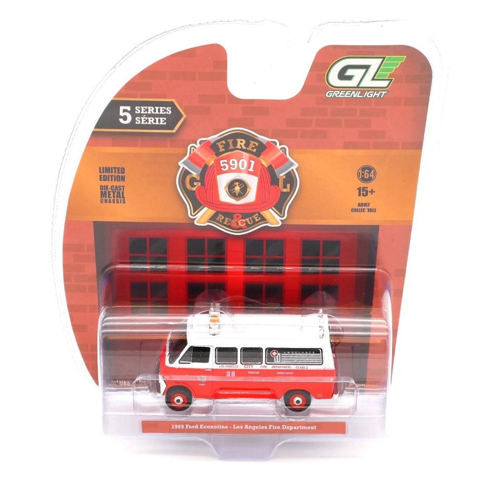 1969 Ford Econoline Greenlight 1/64 Fire Depart Los Angeles, Ophalen of Verzenden, Nieuw, Auto