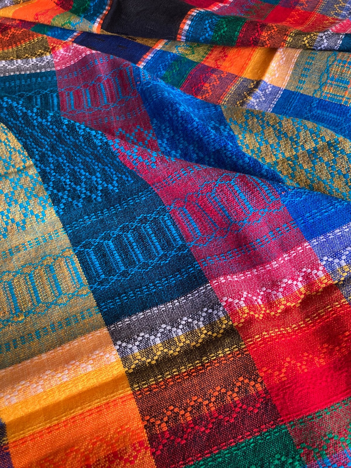Kleurrijk geweven tafelkleed of plaid  200-135 cm wol, 135 cm, Wol, Met franjes/kwastjes, 200 cm