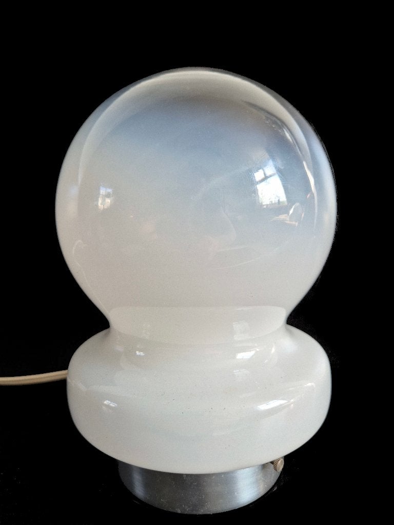 Prachtig vintage Carlo Nason design Morning mist tafellamp, Gebruikt, Wit, Ophalen of Verzenden, Glas