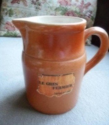Brocante Franse greskan met oor / gresvaas / vaas, Ophalen of Verzenden