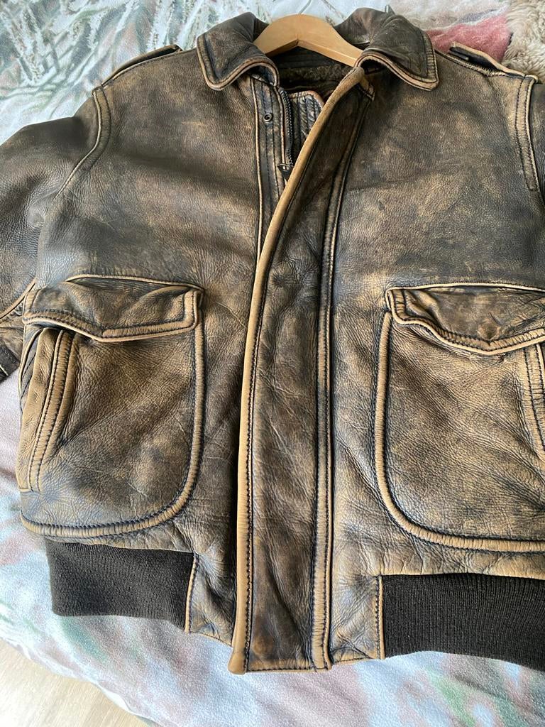 Leren jack Abercrombie & Fitch, New York, Ophalen, Gedragen, Maat 38/40 (M), Bruin