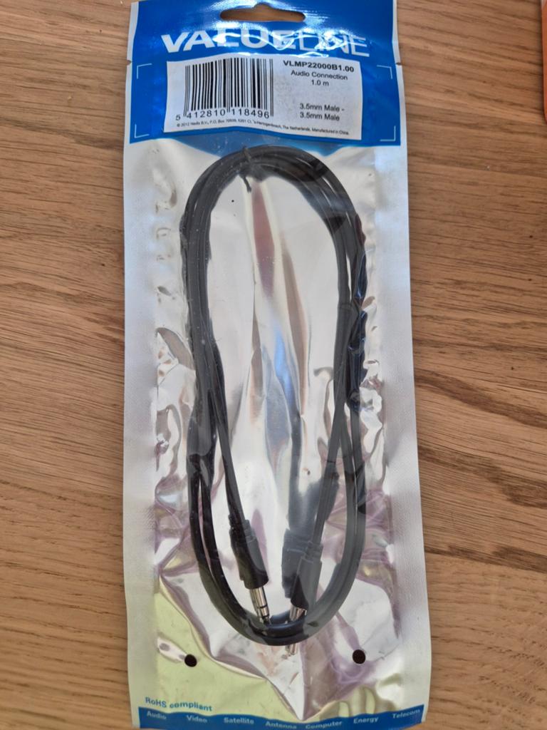Valueline 3.5mm Audio Kabel - 1 meter, Ophalen of Verzenden, Nieuw, Minder dan 2 meter, Overige kabels