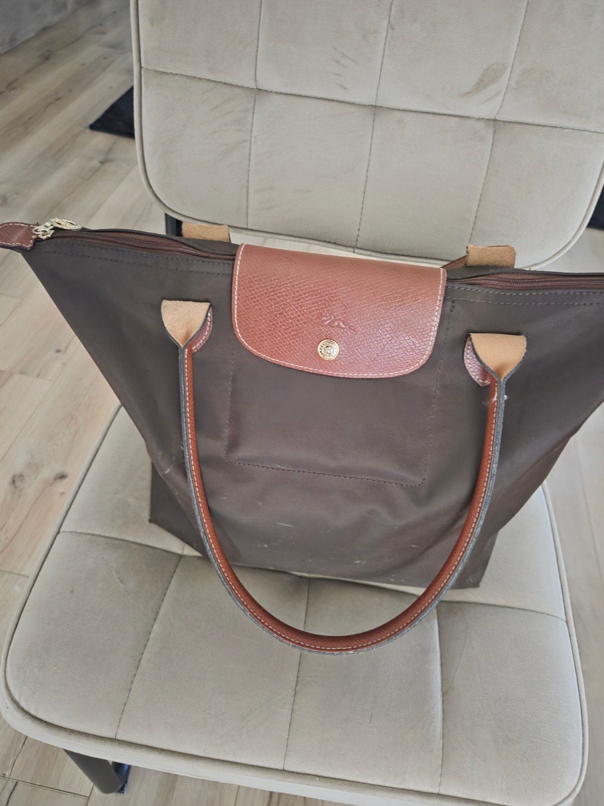 Longchamp Le Pliage Shopper L Donkerbruin, Sieraden, Tassen en Uiterlijk, Tassen | Damestassen, Ophalen of Verzenden, Gebruikt