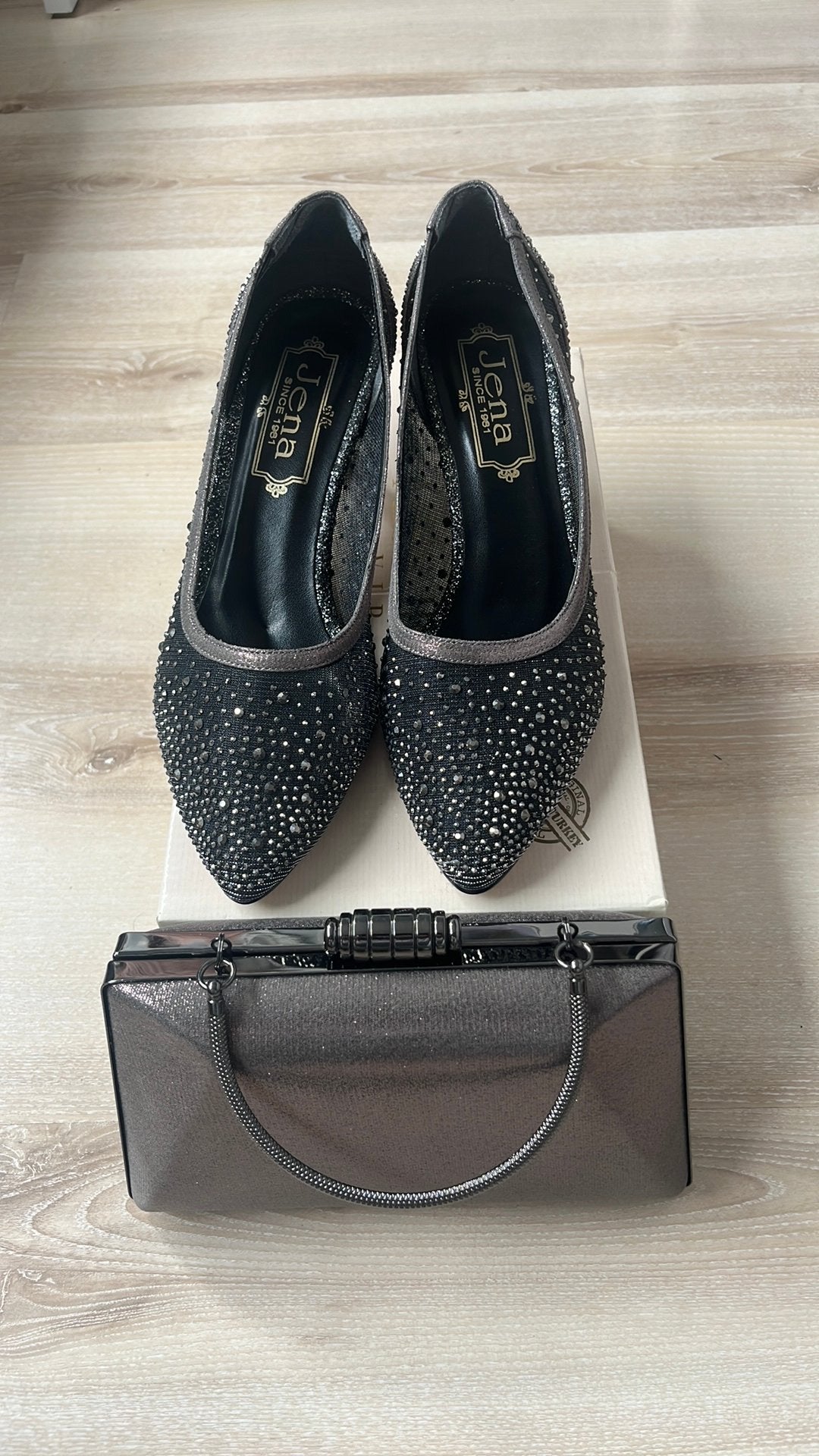 Prachtige Avondschoenen maat 38 + bijpassende clutch, Overige kleuren, Dansschoenen, Ophalen of Verzenden, Zo goed als nieuw