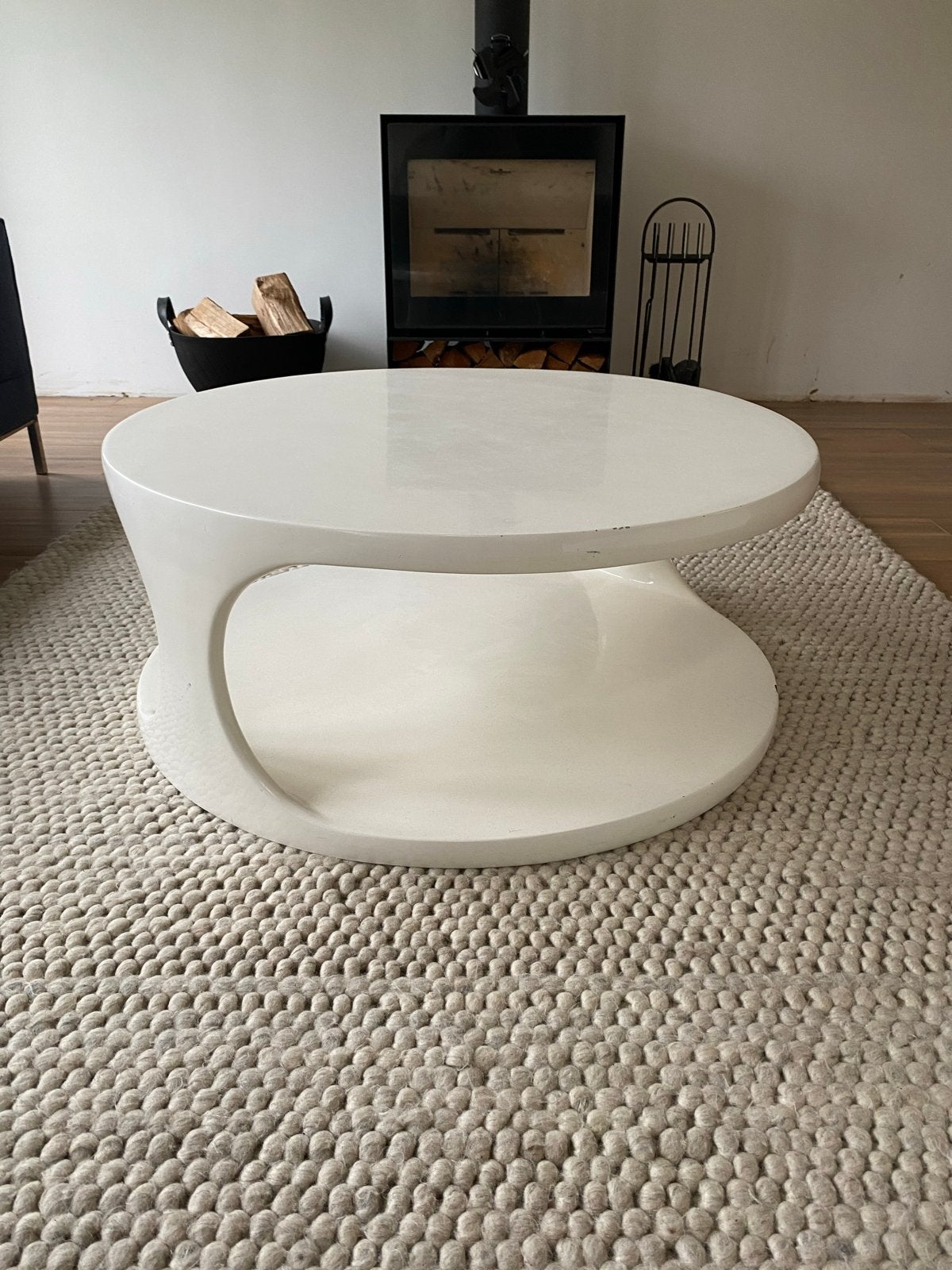 Vintage Jaren '70 Space Age Salontafel Glasfiber, Ophalen, Overige materialen, Gebruikt, Rond