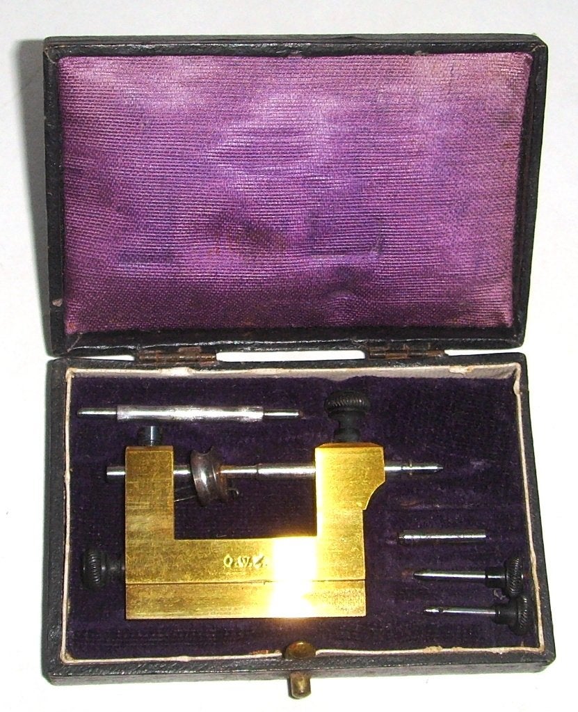 Antiek klokken/horlogemakers instrument in originele doos., Antiek en Kunst, Antiek | Klokken, Ophalen of Verzenden