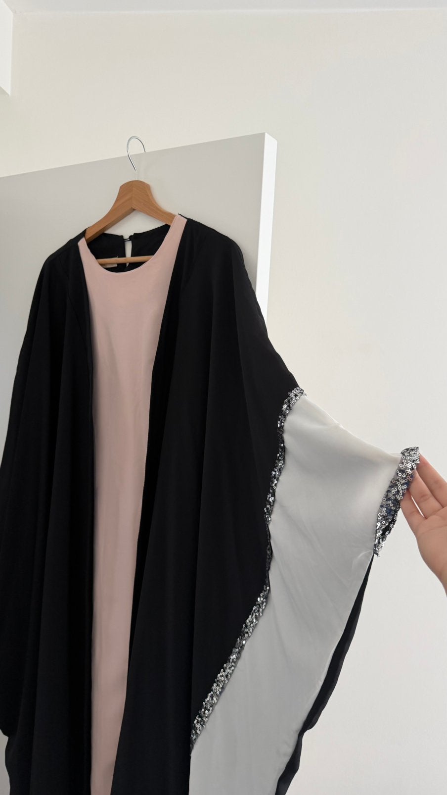 Abaya met strass bicolor One SIZE, Ophalen, Zo goed als nieuw
