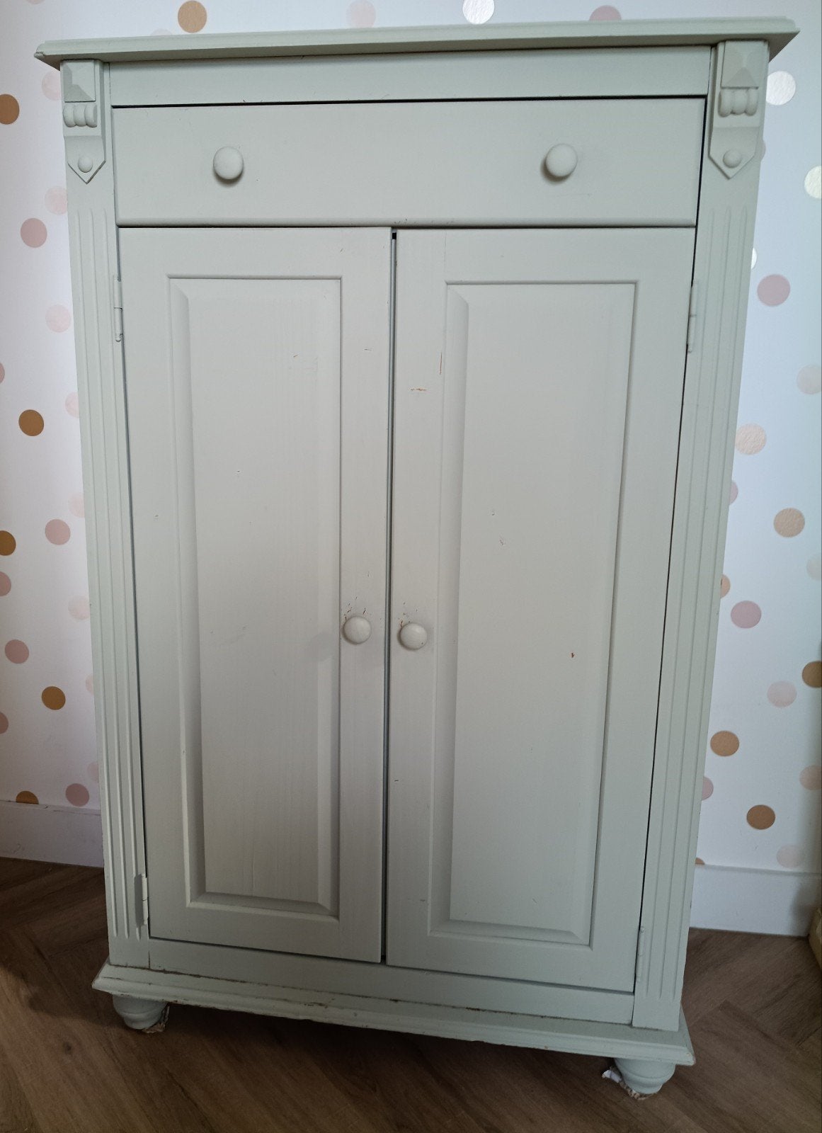 Vintage houten kast met lade en deuren (excl. inhoud), Ophalen, Gebruikt, 100 tot 150 cm, Vintage