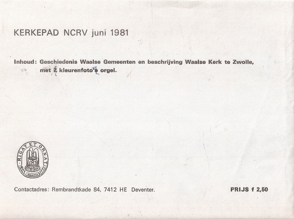 Geschiedenis Waalse Gemeenteb en beschrijving W.kerk Zwolle, Boeken, Geschiedenis | Stad en Regio, Ophalen of Verzenden, 20e eeuw of later