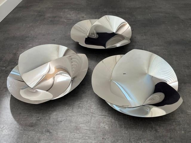 Te Koop: 3x zwaar verzilverde design fruitschalen, Ophalen, Rechthoekig, Overige materialen