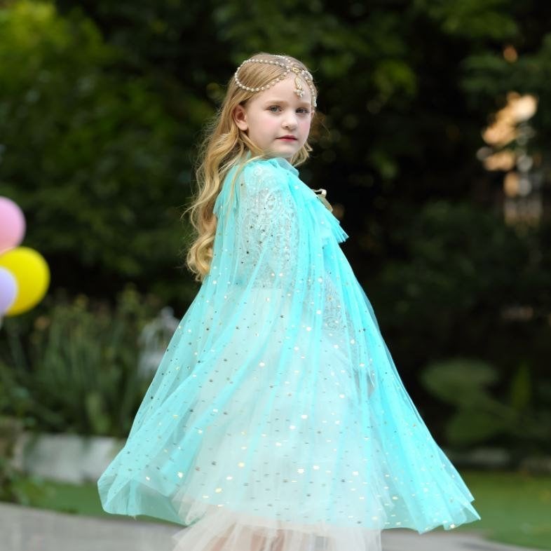Nieuw ! 1 Maat Mooie Turquoise Frozen Elsa Prinses Cape Jurk, Ophalen of Verzenden, Nieuw, 110 t/m 116, Meisje