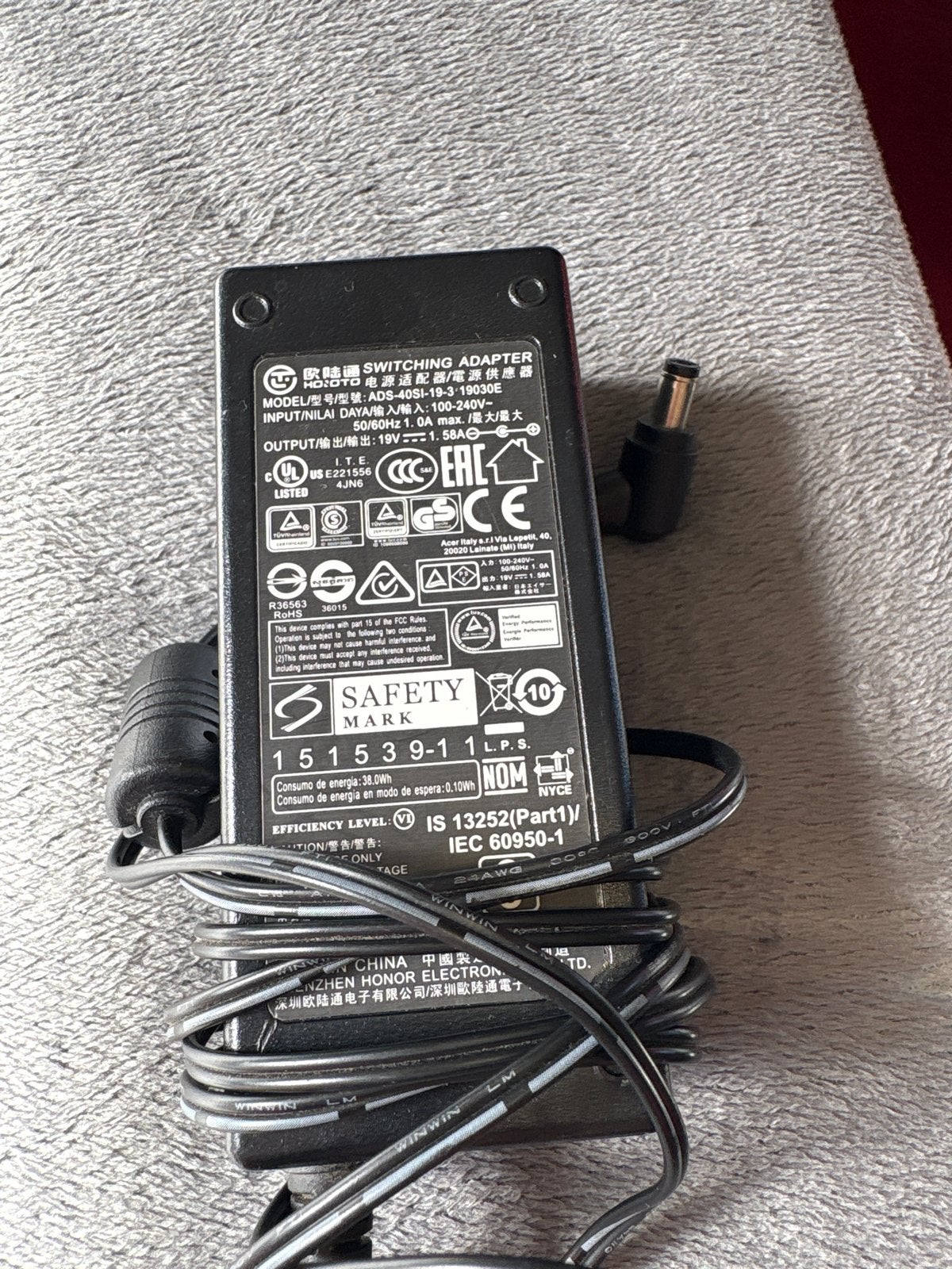 Originele Honor Elektron 19V 1.58A AC Adapter, Ophalen of Verzenden, Gebruikt
