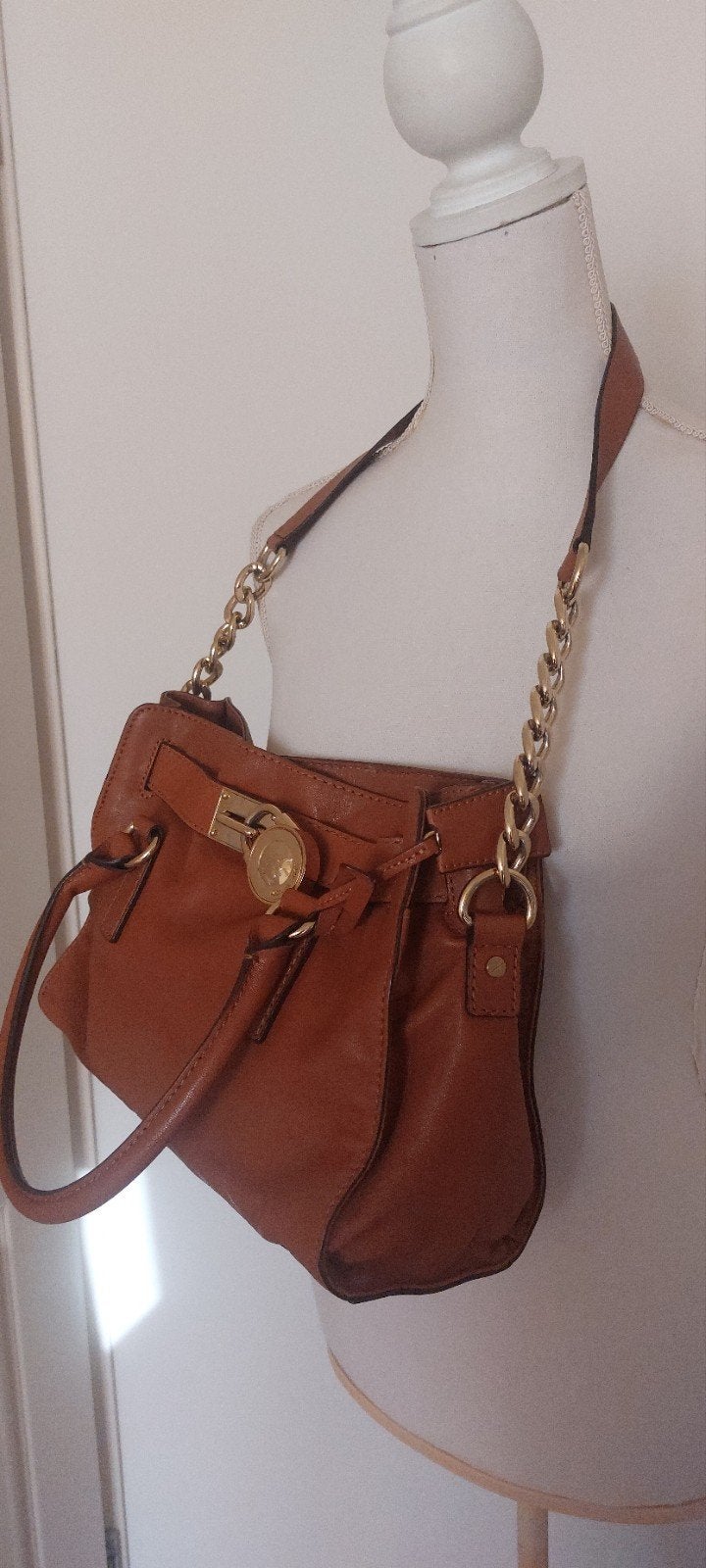 Michael Kors leren dames tas, Ophalen of Verzenden, Zo goed als nieuw, Bruin, Handtas