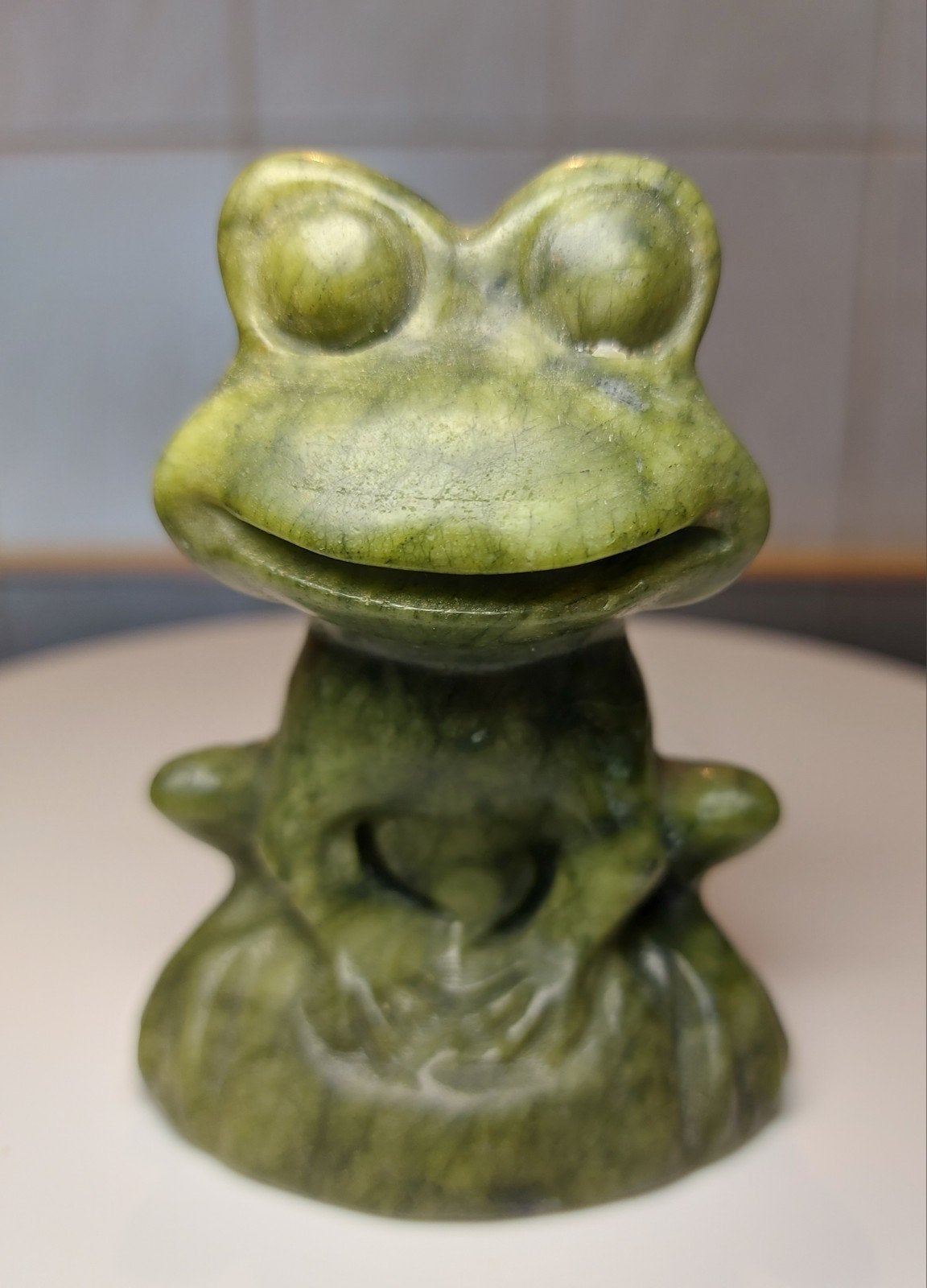 Mooie Groene Jade Kikker, Ophalen of Verzenden, Zo goed als nieuw