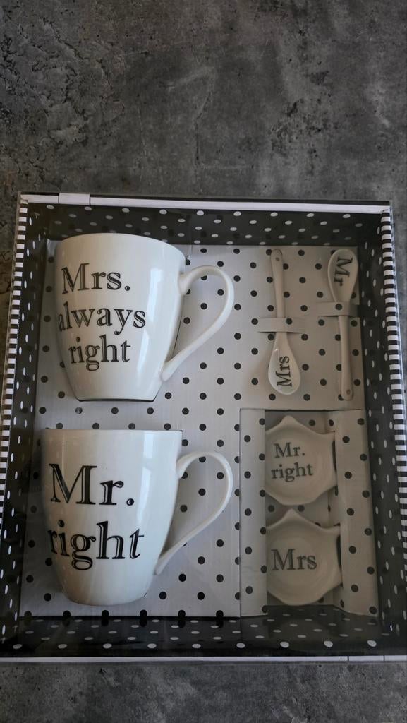 Mrs. Always Right & Mr. Right Cadeauset - Nieuw in Doos, Overige typen, Nieuw, Ophalen of Verzenden, Steen/keramiek
