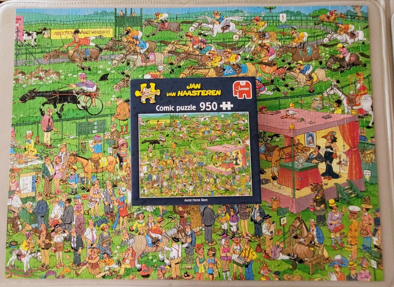 Ascot Horse Race 950 stukjes🧩 met voorbeeldposter 🖼️, Ophalen of Verzenden, 500 t/m 1500 stukjes, Zo goed als nieuw