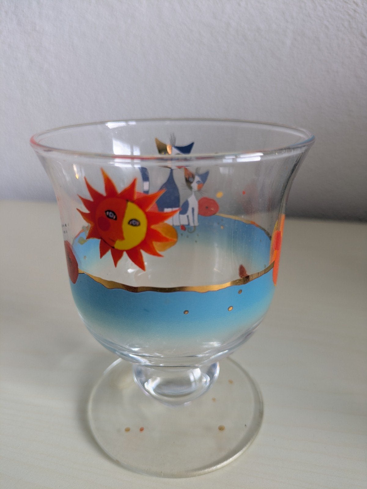 Decoratief glas met zon en katten Rosina Wachtmeister l, Antiek en Kunst, Ophalen of Verzenden